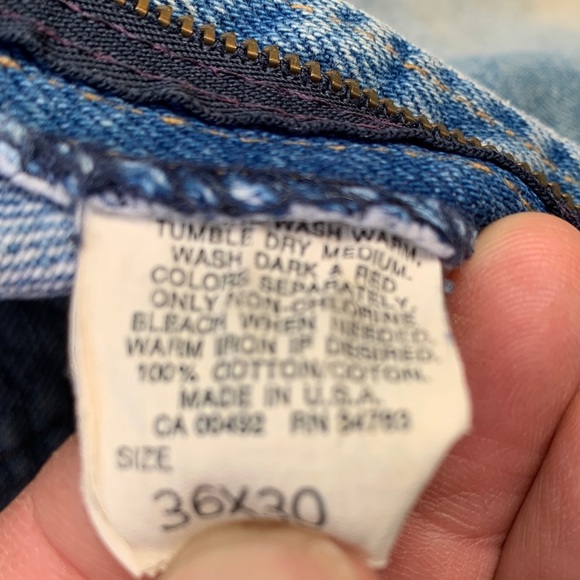 Vtg 70s 80s LEE JEANS MADE IN USA Men’s 36x30 Skyriders Distressed Torn Stained - Picture 11 of 12